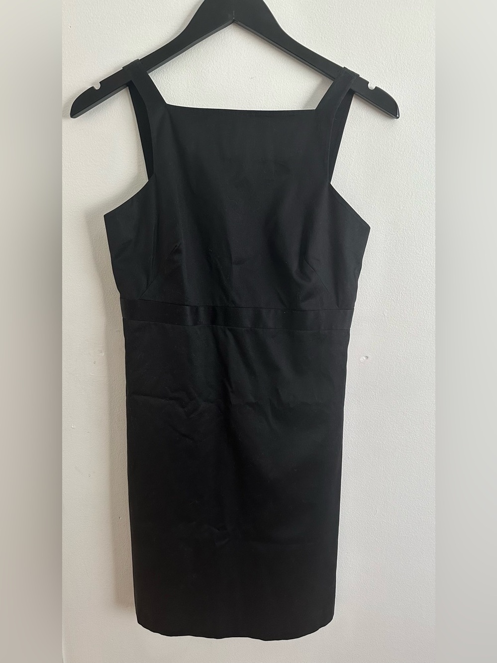 Vintage Banana Republic Black Square-Neck Midi Sheath Dress